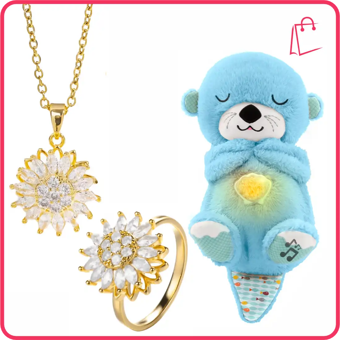 PACK NUTRIA , ANILLO Y COLLAR GIRASOL , CAJA DE REGALO